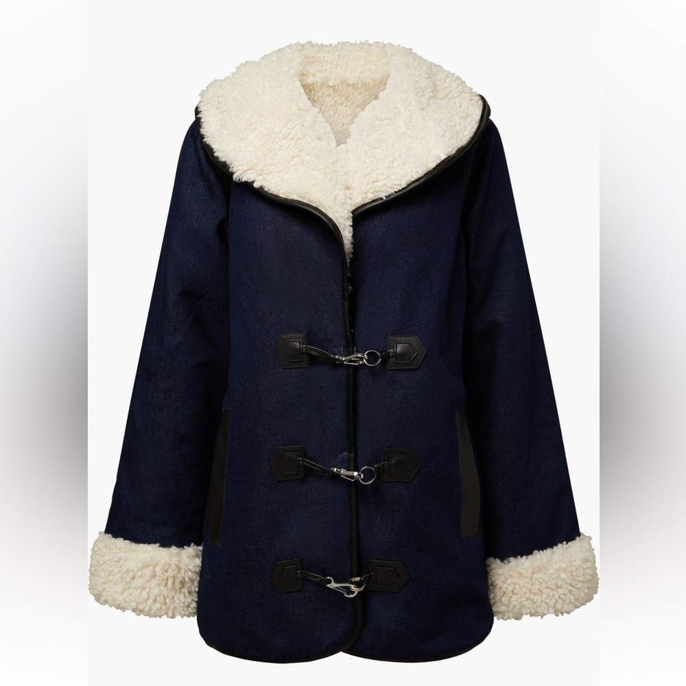 NEW NWT Weworewhat Denim coat with faux shearling denim jacket
Size XS
